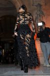 Kednall Jenner Braless In Sheer Black Dress