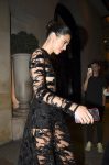 Kednall Jenner Braless In Sheer Black Dress