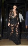 Kednall Jenner Braless In Sheer Black Dress