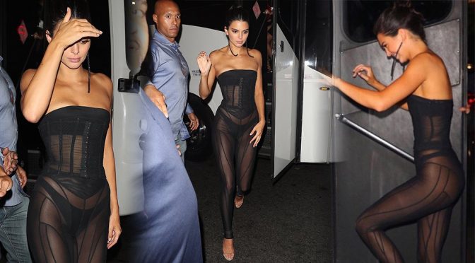 Kendall Jenner – See-Through Dress at 1 OAK in New York
