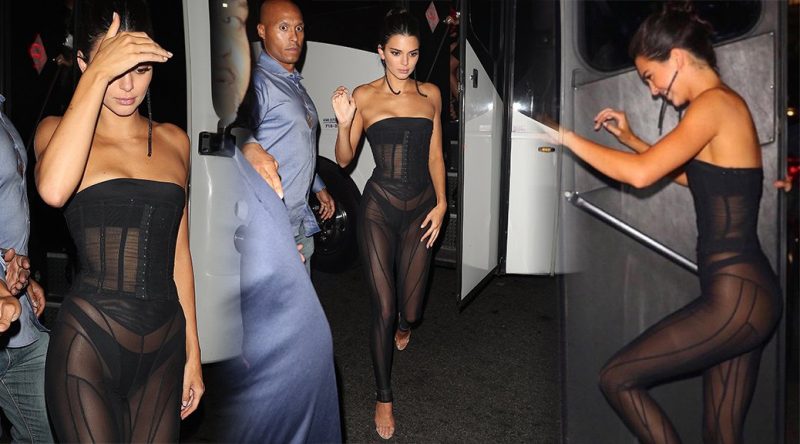 Kendall Jenner – See-Through Dress at 1 OAK in New York