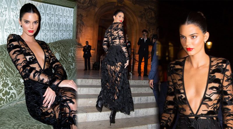 Kendall Jenner – Braless See-Through at Longchamp 70th Anniversary Party in Paris