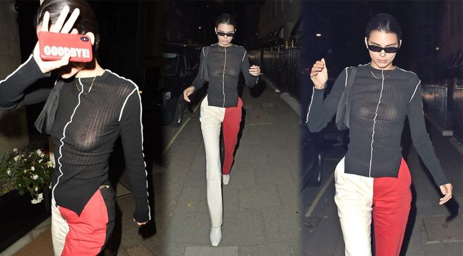 Kendall Jenner – Braless Candids in London