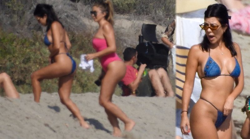 Kourtney Kardashian – Bikini Candids in Malibu