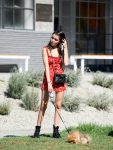 Madison Beer Sexy Legs In Short Red Dress