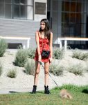 Madison Beer Sexy Legs In Short Red Dress