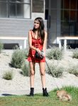 Madison Beer Sexy Legs In Short Red Dress