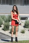 Madison Beer Sexy Legs In Short Red Dress