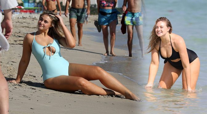 Iskra Lawrence – “Aerie” Swimwear Photoshoot Candids in Miami Beach