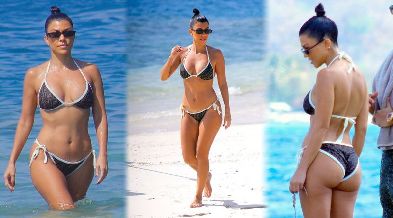 Kourtney Kardashian – Bikini Candids on the Beach in Bali