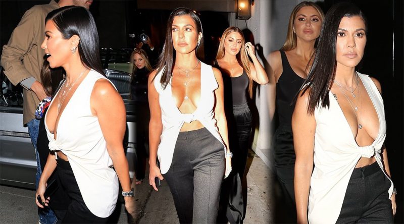 Kourtney Kardashian – Braless Cleavage Candids in Los Angeles