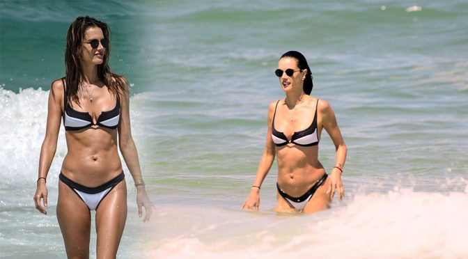 Alessandra Ambrosio in a Bikini on the Beach in Florianopolis