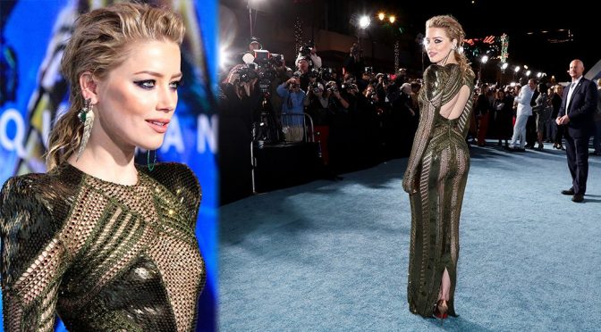 Amber Heard – Pantyless at “Aquaman” Premiere in Hollywood