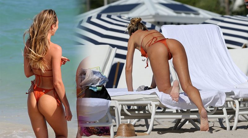 Candice Swanepoel in Bikini at the Beach in Miami
