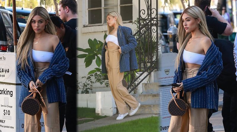 Madison Beer – Sexy Braless Pokies at Cafe Gratitude in Los Angeles