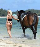 Megan Barton Hanson Sexy Black Thong Bikini