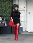 Olivia Culpo Red Sexy Boots