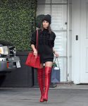 Olivia Culpo Red Sexy Boots