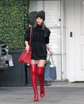 Olivia Culpo Red Sexy Boots