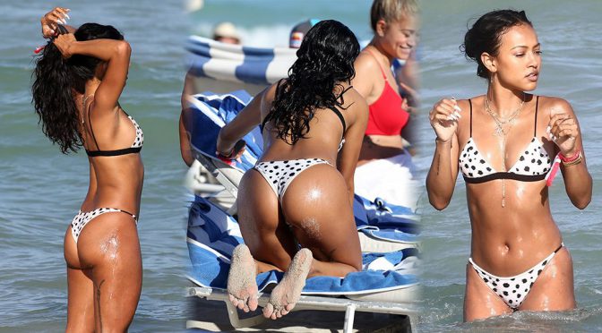 Karrueche Tran – Sexy Ass in a Bikini on the Beach in Miami