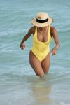 Karrueche Tran Yellow Swimsuit