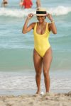 Karrueche Tran Yellow Swimsuit