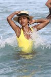 Karrueche Tran Yellow Swimsuit