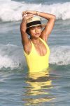 Karrueche Tran Yellow Swimsuit