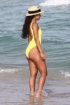 Karrueche Tran Yellow Swimsuit
