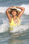 Karrueche Tran Yellow Swimsuit