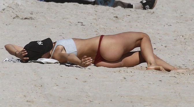 Kimberley Garner – Bikini Thong Candids in Miami