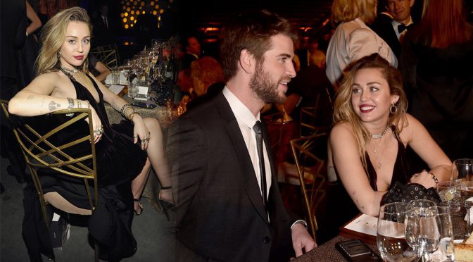 Miley Cyrus Braless In Low Cut Black Dress