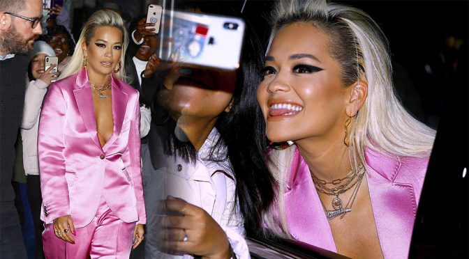 Rita Ora – Braless Cleavage in New York