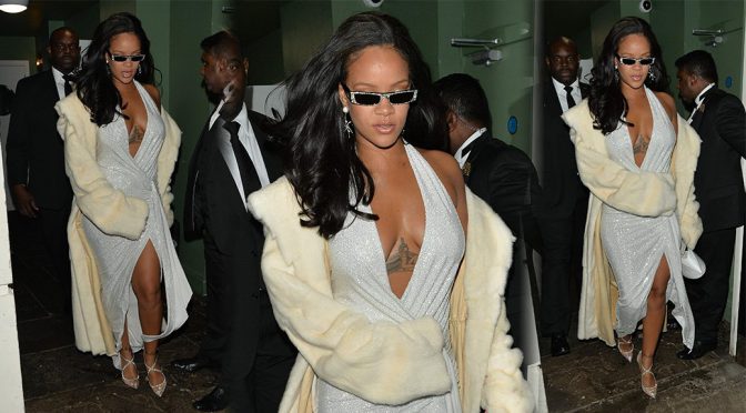 Rihanna – Braless Candids at Annabells Mayfair in London
