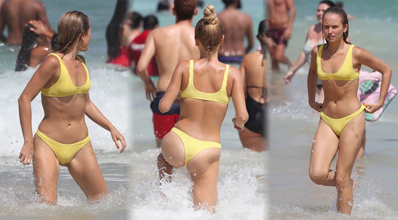 Sailor Brinkley Cook – Sexy Yellow Bikini Candids in Sydney
