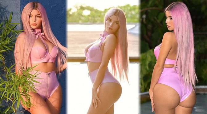 Demi Rose Mawby – Pink Latex Bikini Photoshoot Candids in Phuket