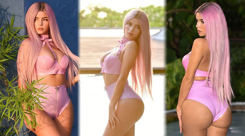 Demi Rose Mawby – Pink Latex Bikini Photoshoot Candids in Phuket