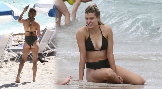 Eugenie Bouchard in Bikini on the beach in Miami