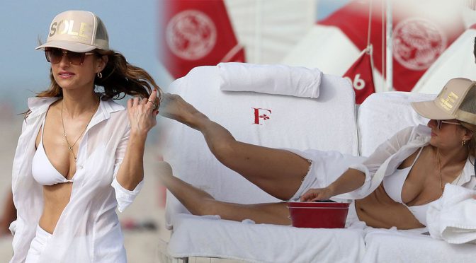 Giada De Laurentiis- White Bikini Candids in Miami