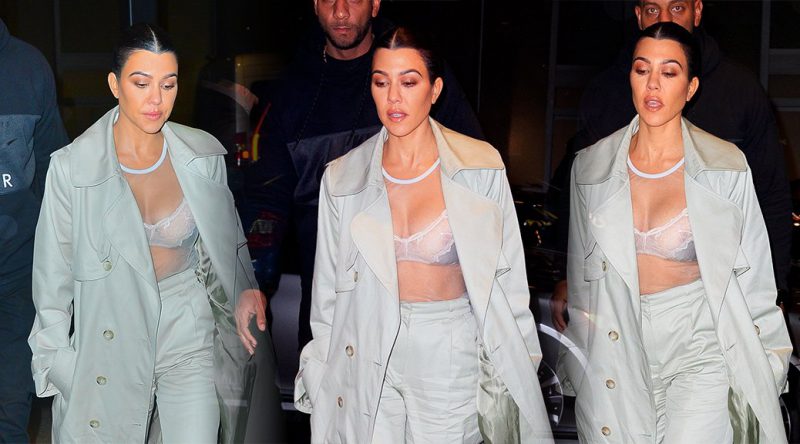 Kourtney Kardashian – See-Through Bra Candids in New York