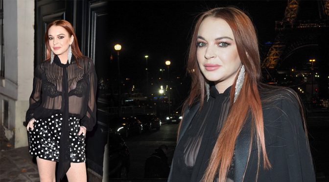 Lindsay Lohan – Saint Laurent Fashion Show in Paris