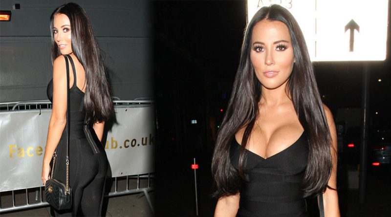 Yazmin Oukhellou – Big Cleavage Candids at Faces Nightclub in London