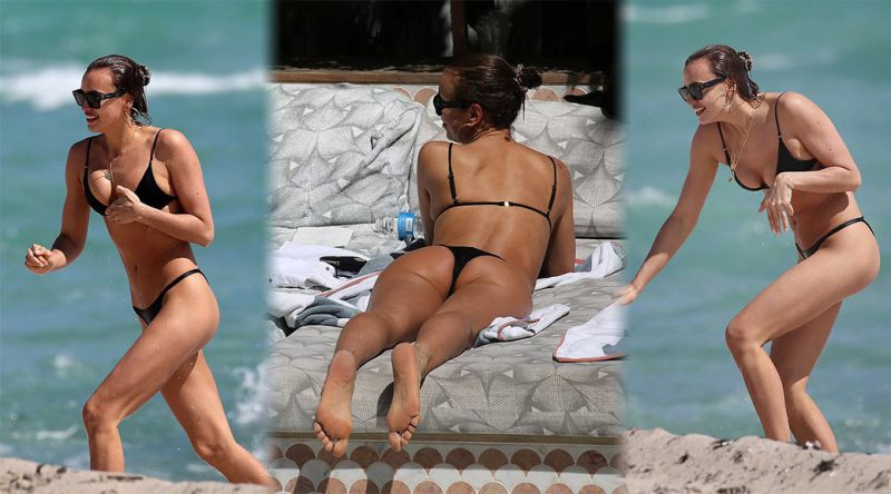 Irina Shayk – Thong Bikini Candids in Miami Beach