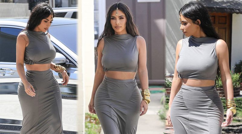 Kim Kardashian – Braless Candids in Sherman Oaks