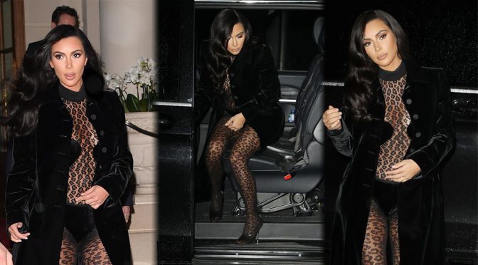 Kim Kardashian – Sexy See-Through Candids in Paris
