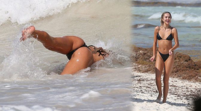 Delilah Belle Hamlin – Sexy Thong Bikini Candids On the Beach in Tulum