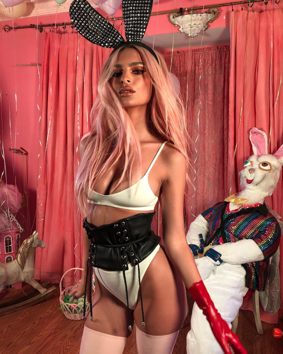Emily Ratajkowski Lingerie Easter Bunny.