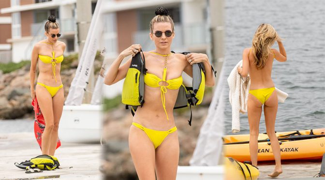Rachel McCord – Tiny Yellow Bikini Candids in Marina Del Rey