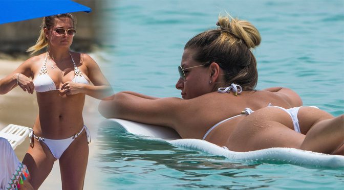 Zara Holland – Bikini Candids at a Beach in Barbados