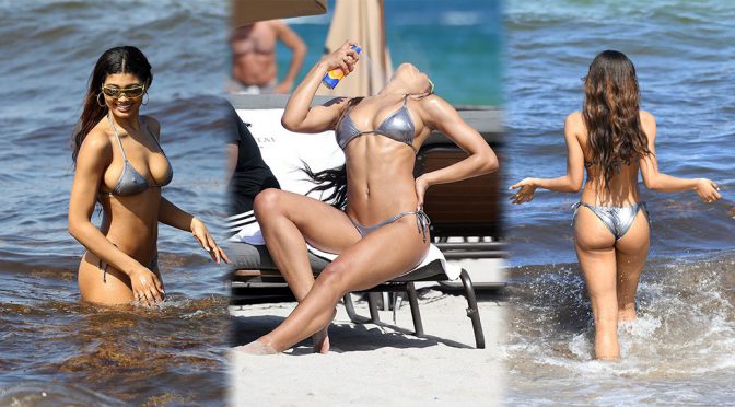 Danielle Herrington – Bikini Candids on the Beach in Miami